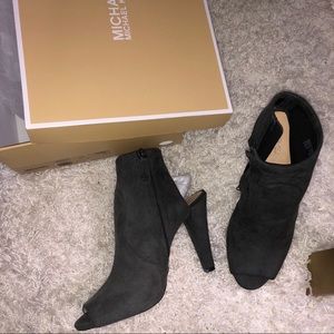 MK Gray Suede Booties